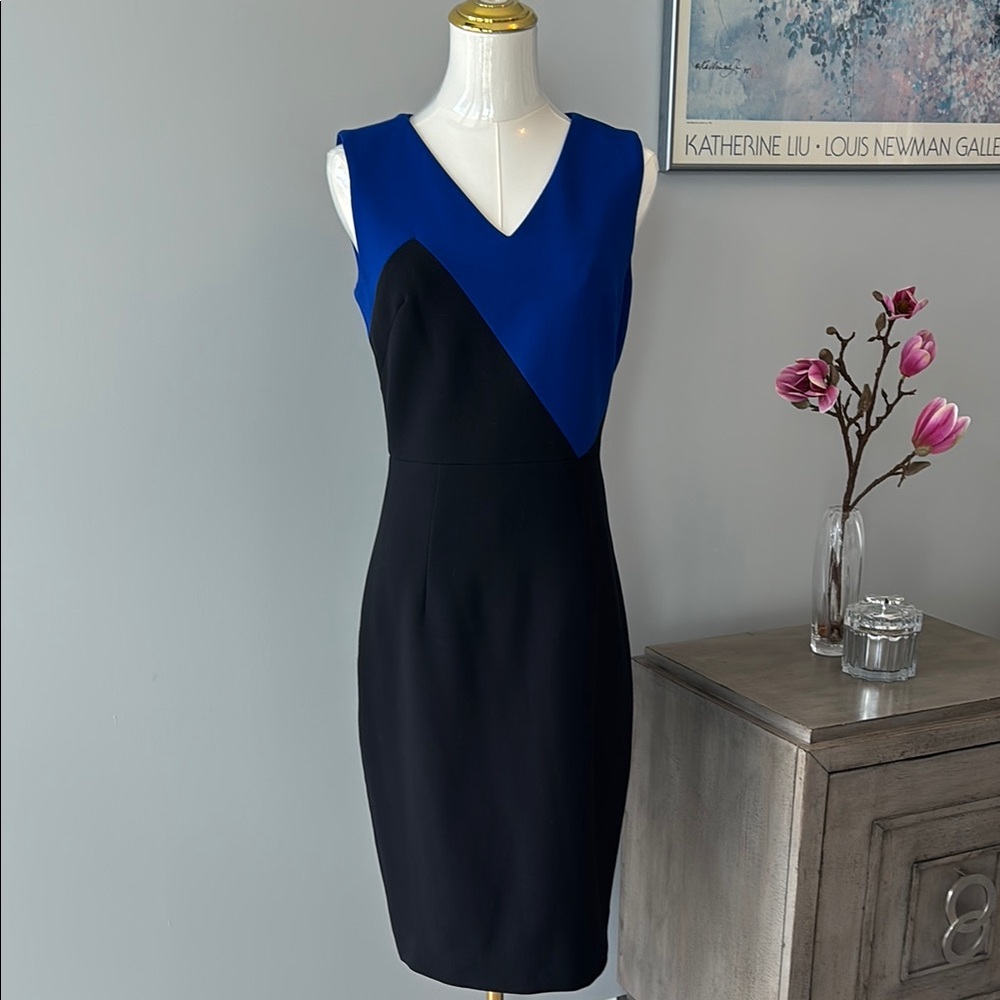 Milly Blue and Black Sleeveless Dress